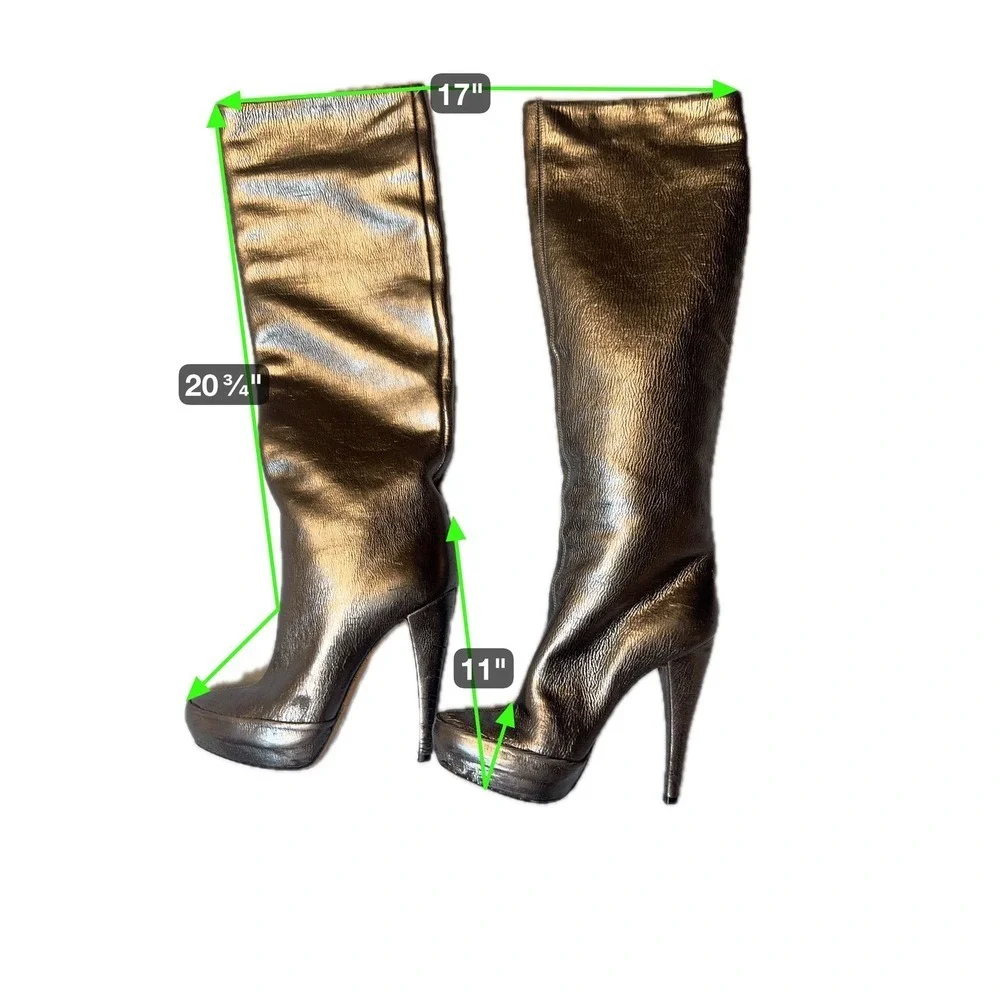 Stuart Weitzman Metallic Bronze Knee High Stiletto Platform‎ Boots Size 37 6.5